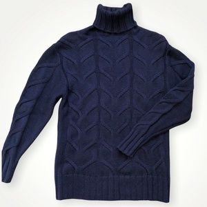 Aritzia Wilfred Champeaux Blue Knit Merino Wool Turtleneck Sweater